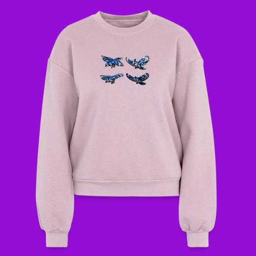 Silver Blue Jay Flight Stages - Women's Fleece Crewneck Sweatshirt