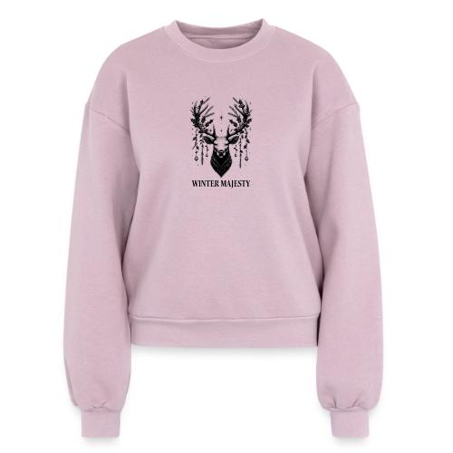 Majestic Reindeer T-Shirt, Poster, & Mug - Women's Fleece Crewneck Sweatshirt