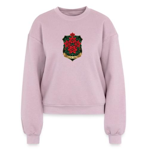 Poinsettia Crest T-Shirt - Women's Fleece Crewneck Sweatshirt