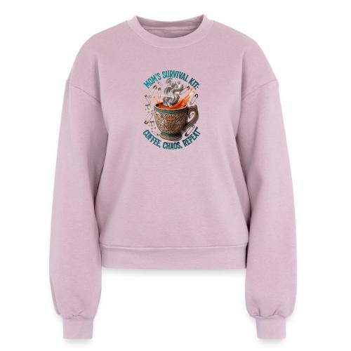 Mom's Survival Kit Tee | Coffee Chaos - Women's Fleece Crewneck Sweatshirt
