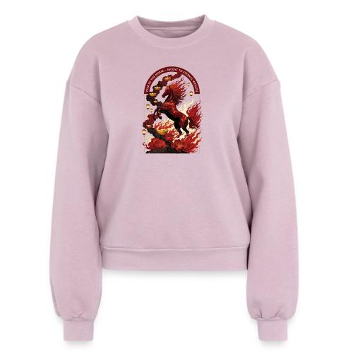 Year of the Horse Rise T Shirt,Lunar New Year Gift - Women's Fleece Crewneck Sweatshirt