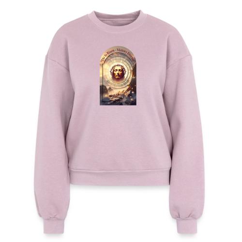 Easter He Is Risen Sacred Face T Shirt, wife Gift - Women's Fleece Crewneck Sweatshirt