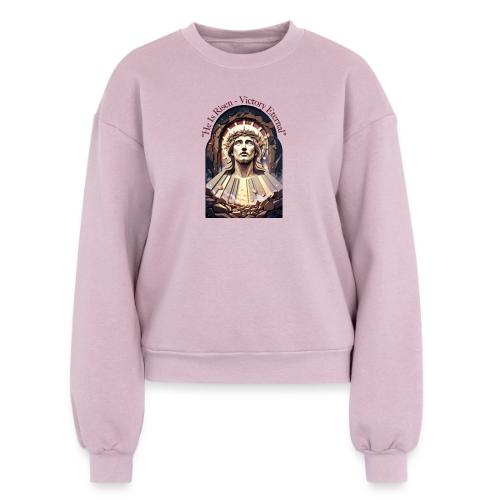Easter He Is Risen Face of Christ T Shirt, Gift - Women's Fleece Crewneck Sweatshirt