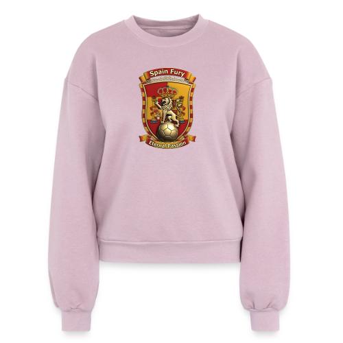 Spain Lion Fury T-Shirt, Spanish Crest Gift - Women's Fleece Crewneck Sweatshirt