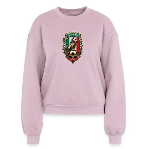 Italy Wolf Fury T-Shirt, Italian Flag Pride Gift - Women's Fleece Crewneck Sweatshirt