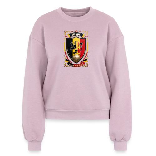 Belgium Lion Crest T-Shirt, Belgian Flag Gift - Women's Fleece Crewneck Sweatshirt
