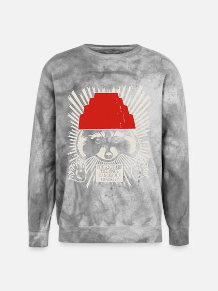 Raccoon DEVO Hat Poster – Bold Political Art Print - Unisex Colorblast Crewneck Sweatshirt - smoke