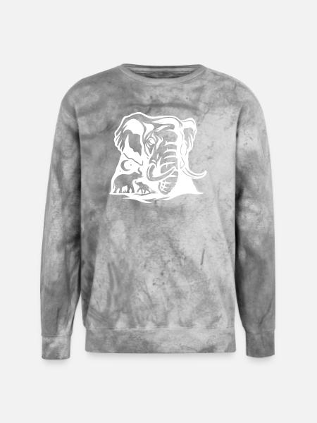 Bold Elephant Silhouette Art - Unisex Colorblast Crewneck Sweatshirt - smoke