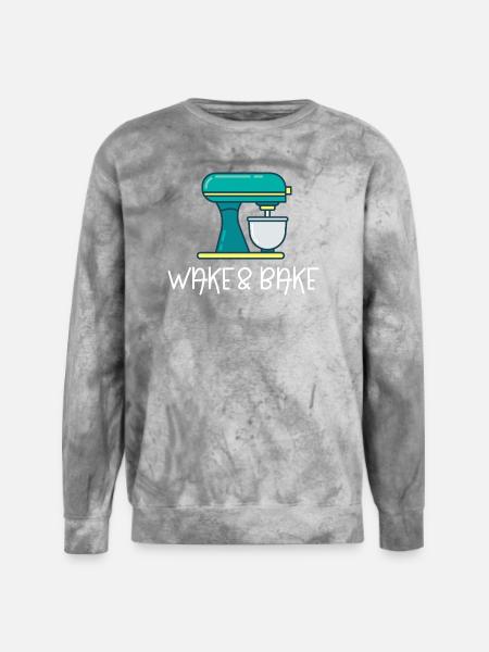 Wake And Bake - Unisex Colorblast Crewneck Sweatshirt - smoke