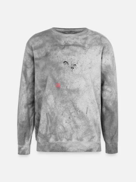 Whisper Cat Inkwash Portrait - Unisex Colorblast Crewneck Sweatshirt - smoke