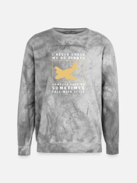 RC Plane Pilot Remote Control - Unisex Colorblast Crewneck Sweatshirt - smoke