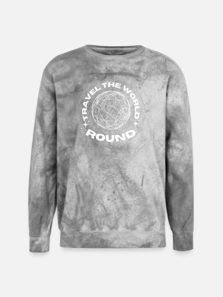 Travel_The_World_Round - Unisex Colorblast Crewneck Sweatshirt - smoke