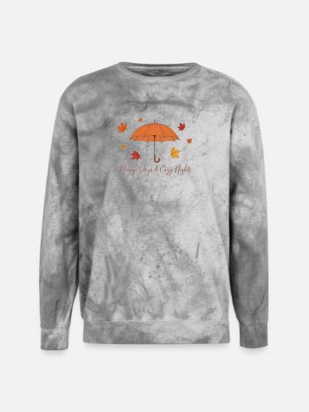 Rainy Days Cozy Nights Umbrella - Unisex Colorblast Crewneck Sweatshirt - smoke