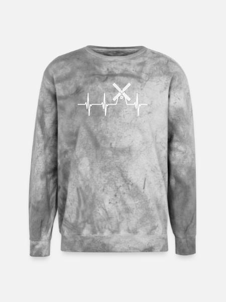 Farming Windmill ECG - Unisex Colorblast Crewneck Sweatshirt - smoke