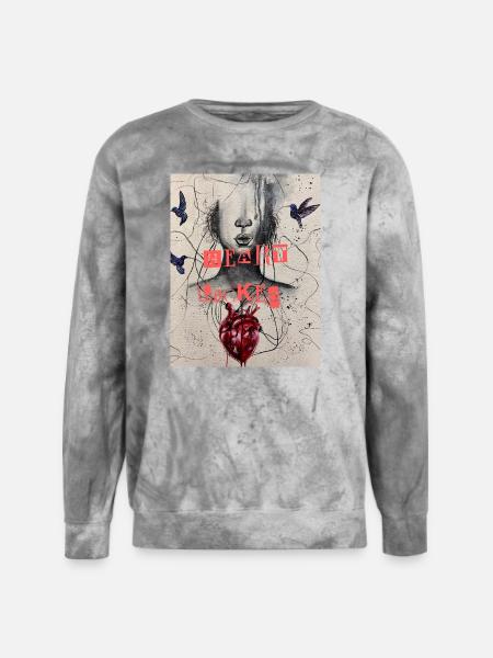 Heart Locked Portrait - Unisex Colorblast Crewneck Sweatshirt - smoke