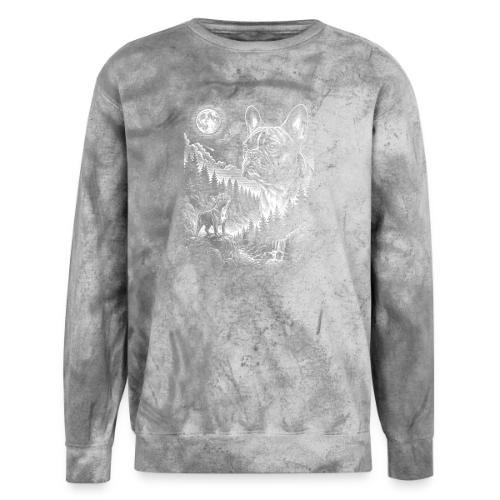 Vintage French Bulldog Moon Howling Tee - Unisex Colorblast Crewneck Sweatshirt