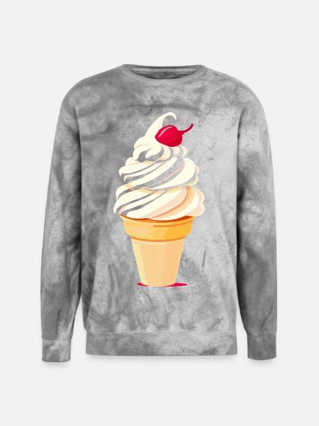 Ice Cream Cone Graphic - Unisex Colorblast Crewneck Sweatshirt - smoke