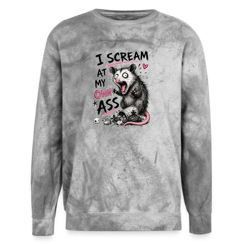 Funny Opossum Screaming Graphic Tee - Unisex Colorblast Crewneck Sweatshirt