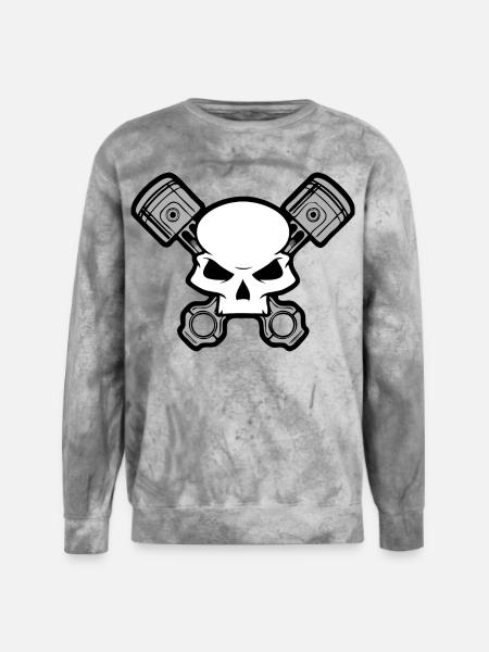 Skull and Pistons - Unisex Colorblast Crewneck Sweatshirt - smoke
