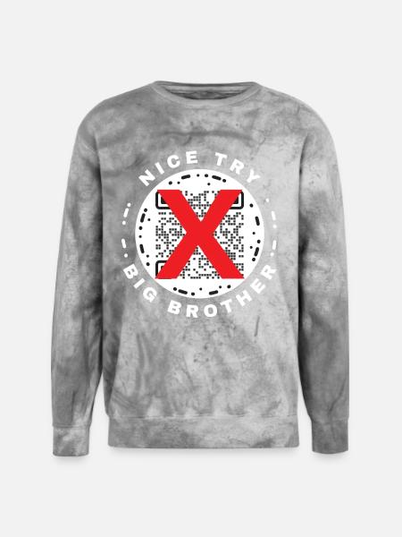 Nice Try Big Brother Privacy QR Code Design - Unisex Colorblast Crewneck Sweatshirt - smoke