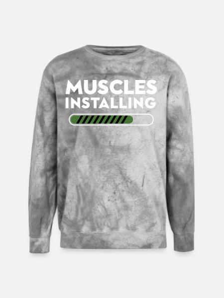 Muscles Installing Progress - Unisex Colorblast Crewneck Sweatshirt - smoke
