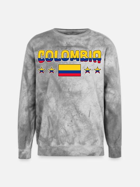 Colombia Flag Stars Graphic Tee - Unisex Colorblast Crewneck Sweatshirt - smoke