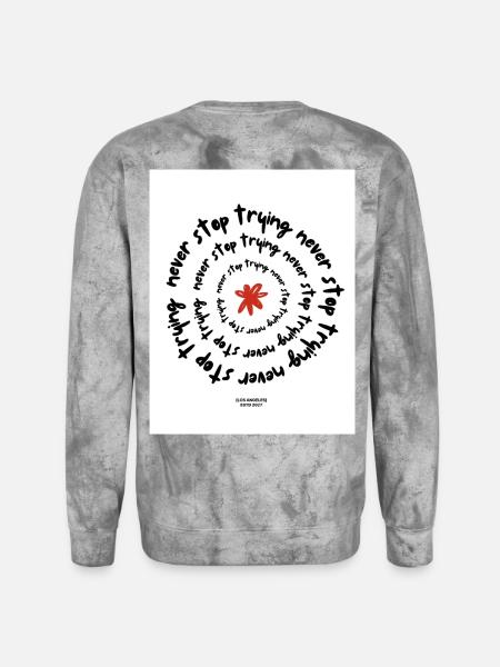 Never Stop Trying - Unisex Colorblast Crewneck Sweatshirt - smoke