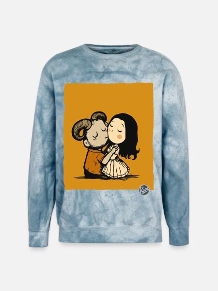 Rustic Ram Kiss Duo - Unisex Colorblast Crewneck Sweatshirt - ocean