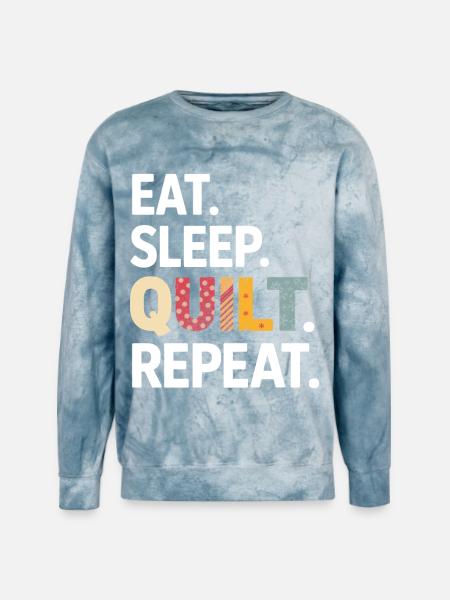 Eat Sleep Quilt Repeat - Unisex Colorblast Crewneck Sweatshirt - ocean