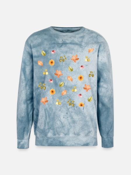 Autumn Meadow Floral Scatter - Unisex Colorblast Crewneck Sweatshirt - ocean