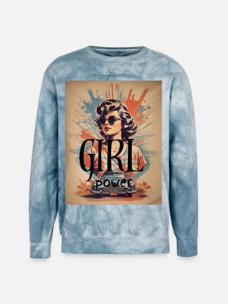 GIRL Power Retro Ride - Unisex Colorblast Crewneck Sweatshirt - ocean