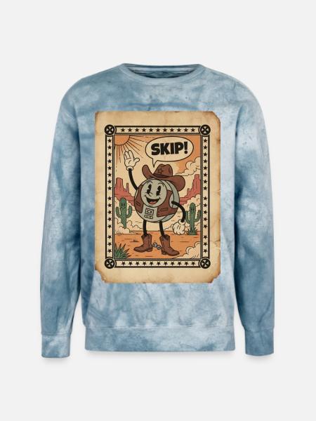 Desert Cowboy Skip Card - Unisex Colorblast Crewneck Sweatshirt - ocean