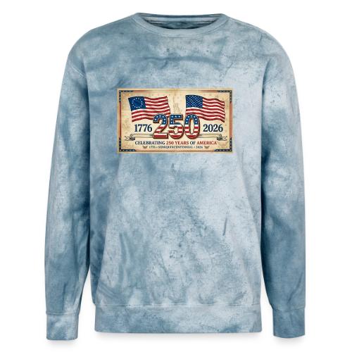 USA 250th Anniversary Flags Emblem - Unisex Colorblast Crewneck Sweatshirt