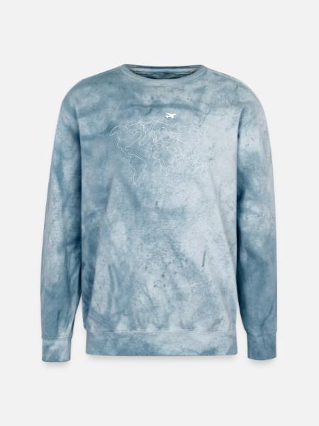 World Map Heart Flight - Unisex Colorblast Crewneck Sweatshirt - ocean