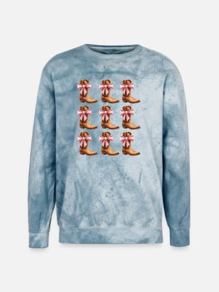 Cowgirl Boots and Pink Bows Rodeo - Unisex Colorblast Crewneck Sweatshirt - ocean