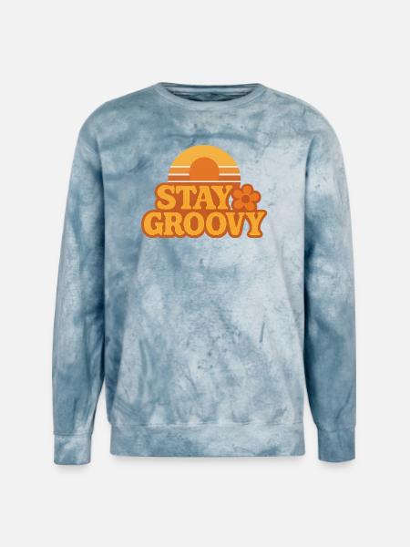 Retro Sunset Stay Groovy Graphic - Unisex Colorblast Crewneck Sweatshirt - ocean