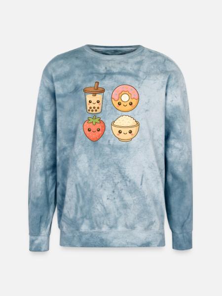 Kawaii Food Friends - Unisex Colorblast Crewneck Sweatshirt - ocean