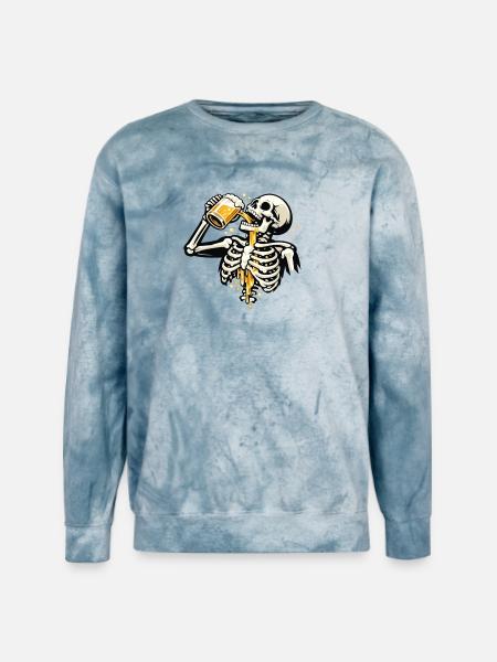 Skeleton Sips Beer - Unisex Colorblast Crewneck Sweatshirt - ocean