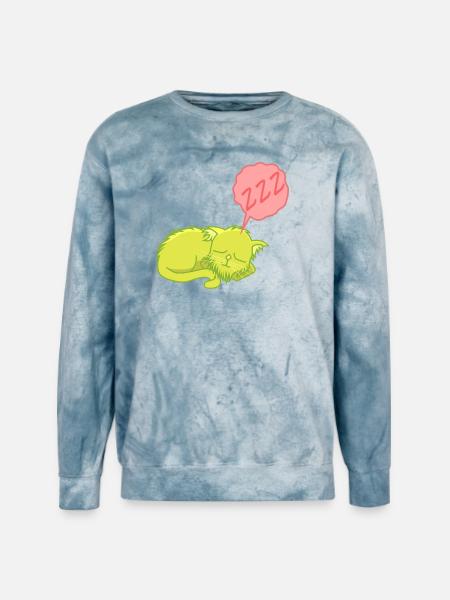 Lime Neon Sleepy Cat - Unisex Colorblast Crewneck Sweatshirt - ocean