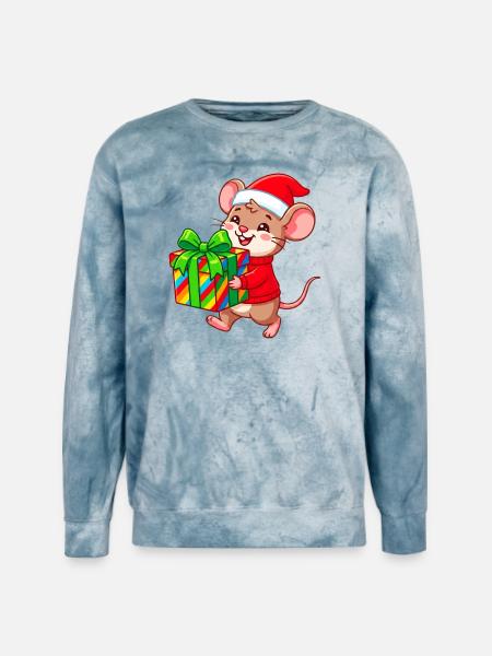 Cheerful Holiday Mouse Gift - Unisex Colorblast Crewneck Sweatshirt - ocean