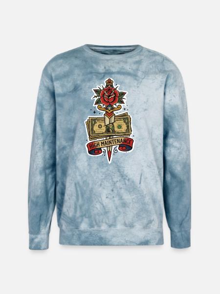 High Maintenance Rose Dollar Tattoo - Unisex Colorblast Crewneck Sweatshirt - ocean
