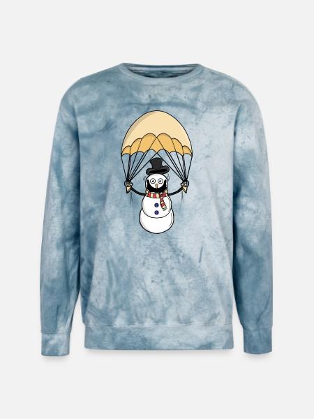 Parachuting Snowman - Unisex Colorblast Crewneck Sweatshirt - ocean