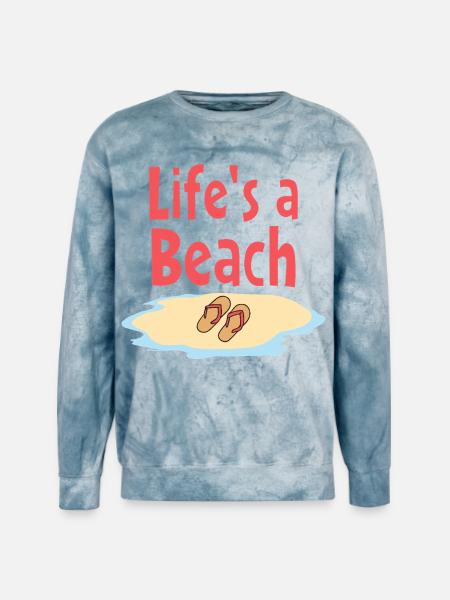 Life's a Beach Sandals Illustration - Unisex Colorblast Crewneck Sweatshirt - ocean