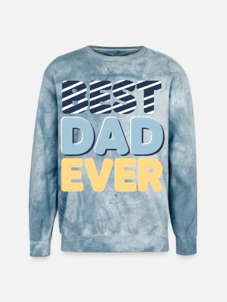 Best Dad Ever Striped Letters - Unisex Colorblast Crewneck Sweatshirt - ocean