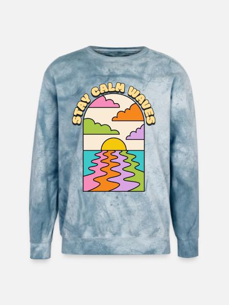 STAY CALM WAVES - Unisex Colorblast Crewneck Sweatshirt - ocean