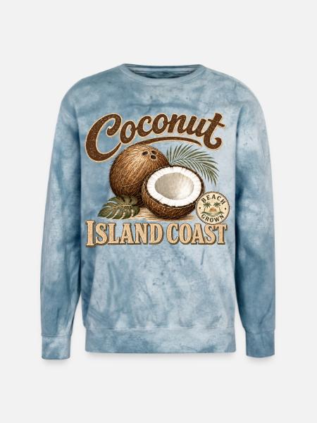Coconut Island Coast Design - Unisex Colorblast Crewneck Sweatshirt - ocean