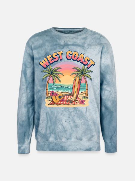 West-Coast-Surf-Vibe-Retro-California-Beach-Sun - Unisex Colorblast Crewneck Sweatshirt - ocean
