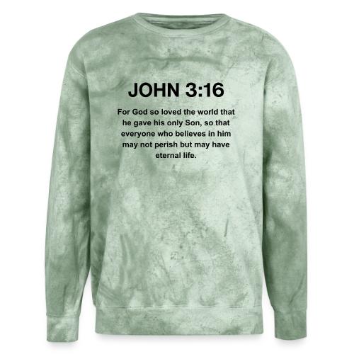 John 3:16 Christian Apparel – Bible Verse Clothing - Unisex Colorblast Crewneck Sweatshirt