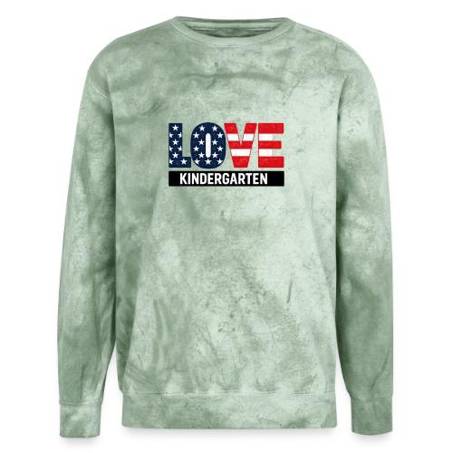 Love Kindergarten Patriotic Graduation - Unisex Colorblast Crewneck Sweatshirt