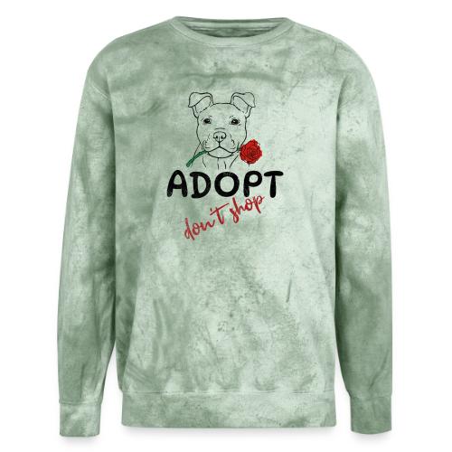 Retro Adopt Dont Shop Cute Puppy Rose Tee - Unisex Colorblast Crewneck Sweatshirt